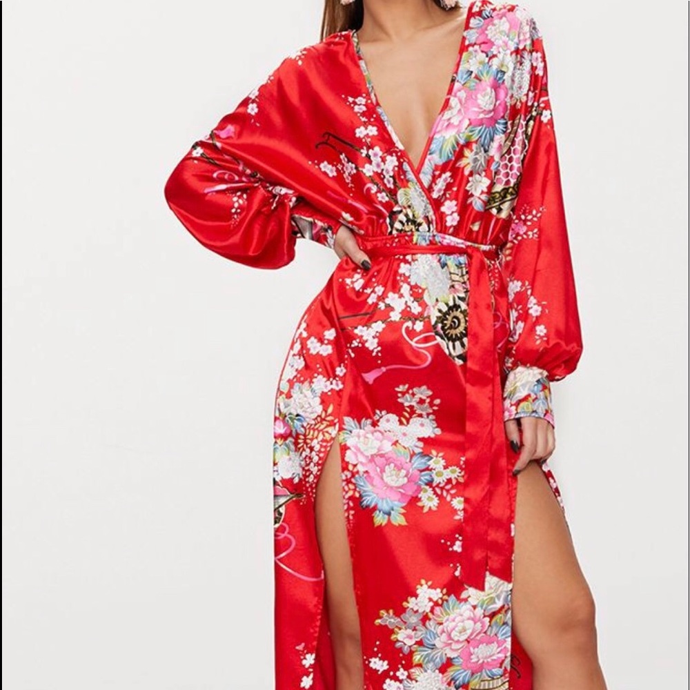 Floral Print Kimono Dress